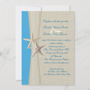 Rustic Beach Starfish Ocean Wave Wedding Einladung