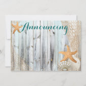 Rustic Beach Starfish Wedding Annoucement Einladung (Vorderseite)