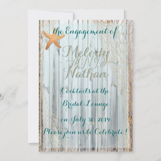 Rustic Beach Starfish Wedding Annoucement Einladung (Rückseite)