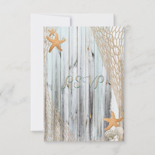 Rustic Beach Starfish Wedding RSVP (Vorderseite)