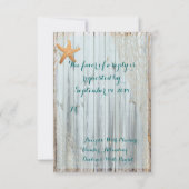 Rustic Beach Starfish Wedding RSVP Karte (Rückseite)