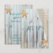 Rustic Beach Starfish Wedding RSVP Karte (Vorne/Hinten)