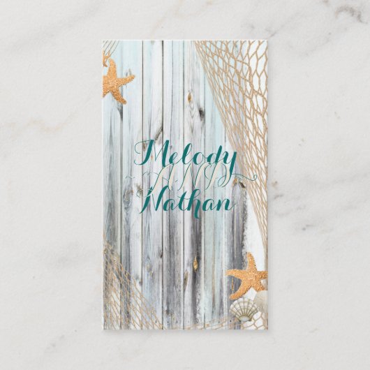 Rustic Beach Starfish Wedding Website Card Begleitkarte (Vorderseite)