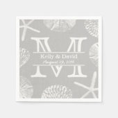 Rustic Beach Wedding Monogram Laced Silver Serviette (Vorderseite)