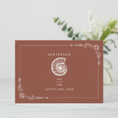 Rustic Beach Wedding Terracotta Save the Date (Stehend Vorderseite)