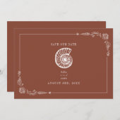 Rustic Beach Wedding Terracotta Save the Date (Vorne/Hinten)