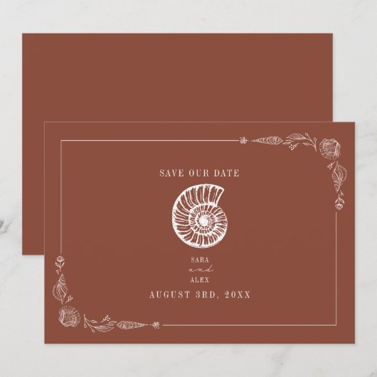 Rustic Beach Wedding Terracotta Save the Date (Vorne/Hinten)