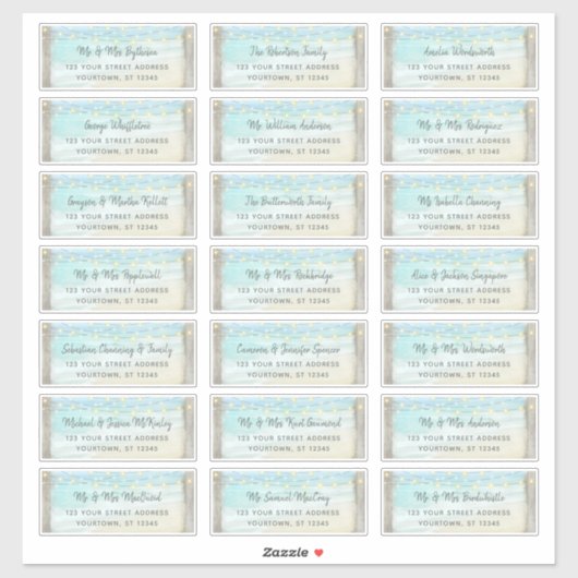 Rustic Beach Wood Wedding Guest Address Labels (Blatt)