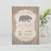 Rustic Bear Baby Dusche Einladung Mädchen (Stehend Vorderseite)