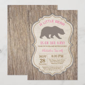 Rustic Bear Baby Dusche Einladung Mädchen (Vorne/Hinten)