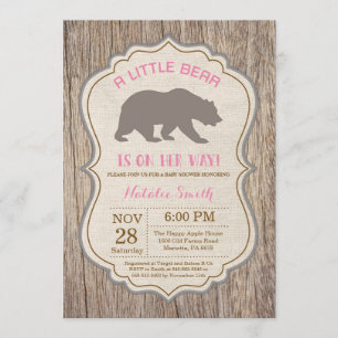 Rustic Bear Baby Dusche Einladung Mädchen