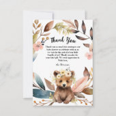 Rustic Bear Cub Babydusche Danke Karte (Vorderseite)