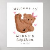 Rustic Bear Girl Baby Dusche Begrüßungszeichen Poster (Vorne)