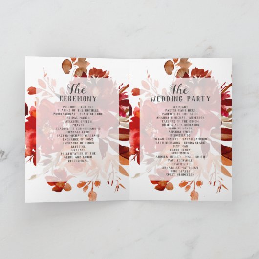 Rustic Beauty Boho Hochzeit im Herbst Programm (Innenseite)