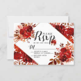 Rustic Beauty Floral Diamond Wedding RSVP Reaktion