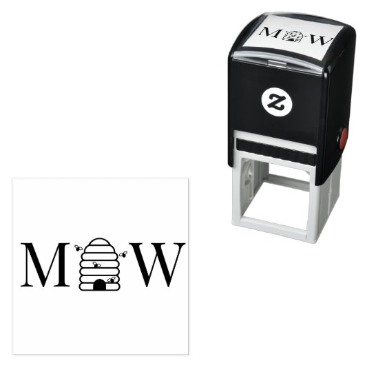 Rustic Beehive with Bees Couple Wedding 2 Initial  Permastempel (Beispiel)