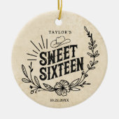 Rustic Beige Cowgirl Sweet Sixteen Photo Keepsake Keramik Ornament (Vorne)