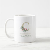 Rustic Berry Branch Initial und Name Weihnachten Kaffeetasse (Links)