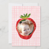 Rustic Berry First Strawberry 1. Geburtstag Foto Einladung (Vorderseite)