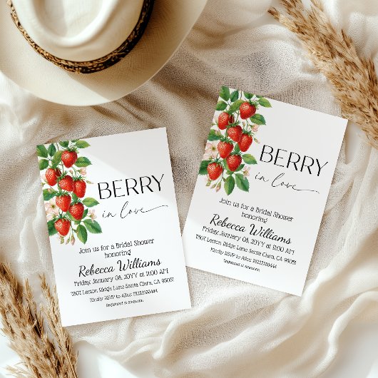 Rustic Berry in Love Strawberry Bridal Shower Einladung