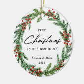 Rustic Berry Wreath Erster Weihnachten im neuen Zu Keramik Ornament (Links)
