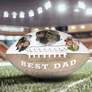 Rustic Best Dad 3 Foto Collage Vatertag Football