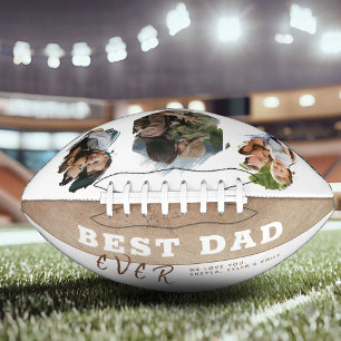Rustic Best Dad 3 Foto Collage Vatertag Football