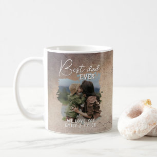 Rustic Best Dad Familienfoto Vater`s Tag  Kaffeetasse