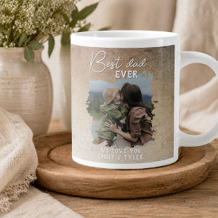 Rustic Best Dad Familienfoto Vater-Tag  Jumbo-Tasse