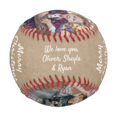 Rustic Best Onkel 3 Foto Frohe Weihnachten Baseball (Rückseite)