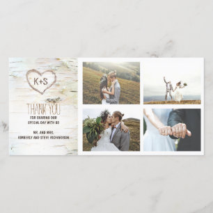 Rustic Birch Bark Heart Wedding Vielen Dank Dankeskarte