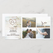 Rustic Birch Bark Heart Wedding Vielen Dank Dankeskarte (Vorne/Hinten)