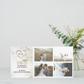 Rustic Birch Bark Heart Wedding Vielen Dank Dankeskarte (Stehend Vorderseite)