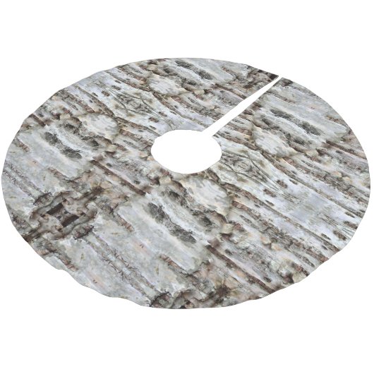 Rustic Birch Bark Wood look Brushed Polyester Tre Polyester Weihnachtsbaumdecke (Schrägansicht)