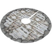 Rustic Birch Bark Wood look Polyester Weihnachtsbaumdecke (Schrägansicht)