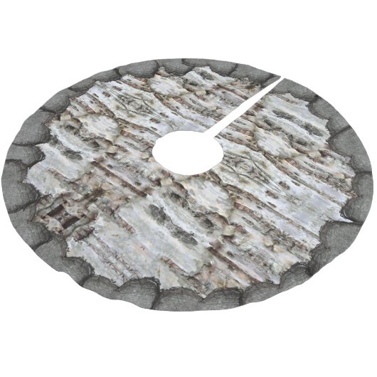 Rustic Birch Bark Wood look Polyester Weihnachtsbaumdecke (Schrägansicht)