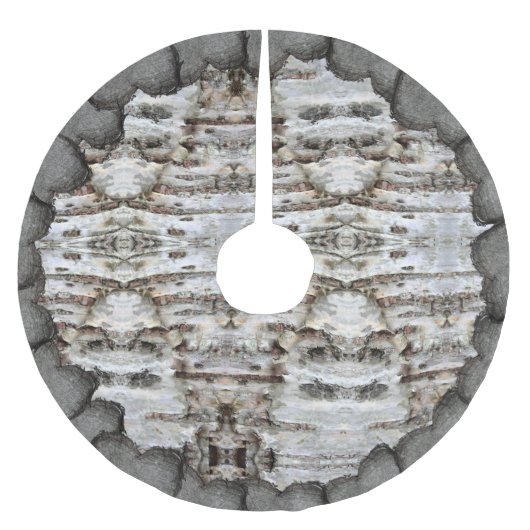 Rustic Birch Bark Wood look Polyester Weihnachtsbaumdecke (Vorderseite)