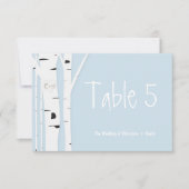 Rustic Birch Tree Blue Wedding Tischnummer Card (Vorderseite)