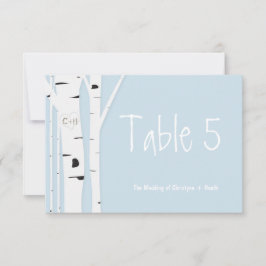 Rustic Birch Tree Blue Wedding Tischnummer Card