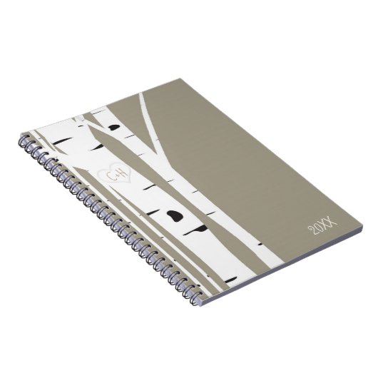 Rustic Birch Tree Carved Heart Notebook Journal Notizblock (Rechte Seite)