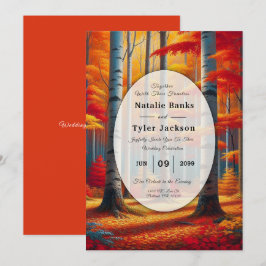 Rustic Birch Tree Fall Wedding Einladung