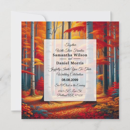 Rustic Birch Tree Fall Wedding Einladung (Vorderseite)