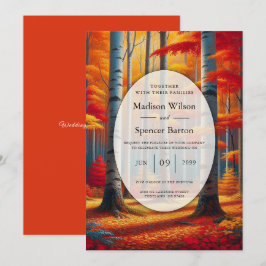 Rustic Birch Tree Fall Wedding Einladung