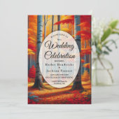 Rustic Birch Tree Fall Wedding Einladung (Stehend Vorderseite)