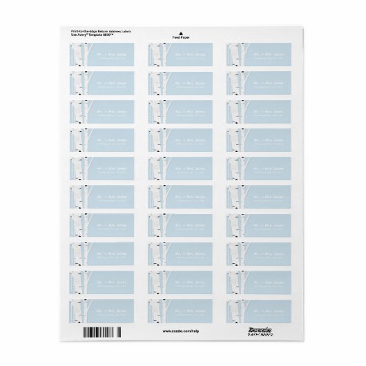 Rustic Birch Tree Heart Icy Blue Address Labels (Vorne)