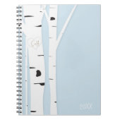 Rustic Birch Tree Heart Icy Blue Notebook Journal Notizblock (Vorderseite)