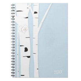Rustic Birch Tree Heart Icy Blue Notebook Journal Notizblock
