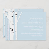 Rustic Birch Tree Herz Blue Wedding Einladung (Vorne/Hinten)