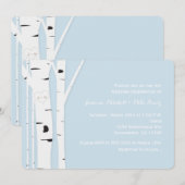 Rustic Birch Tree Herz Blue Wedding Einladung (Vorne/Hinten)