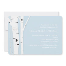 Rustic Birch Tree Herz Blue Wedding Einladung